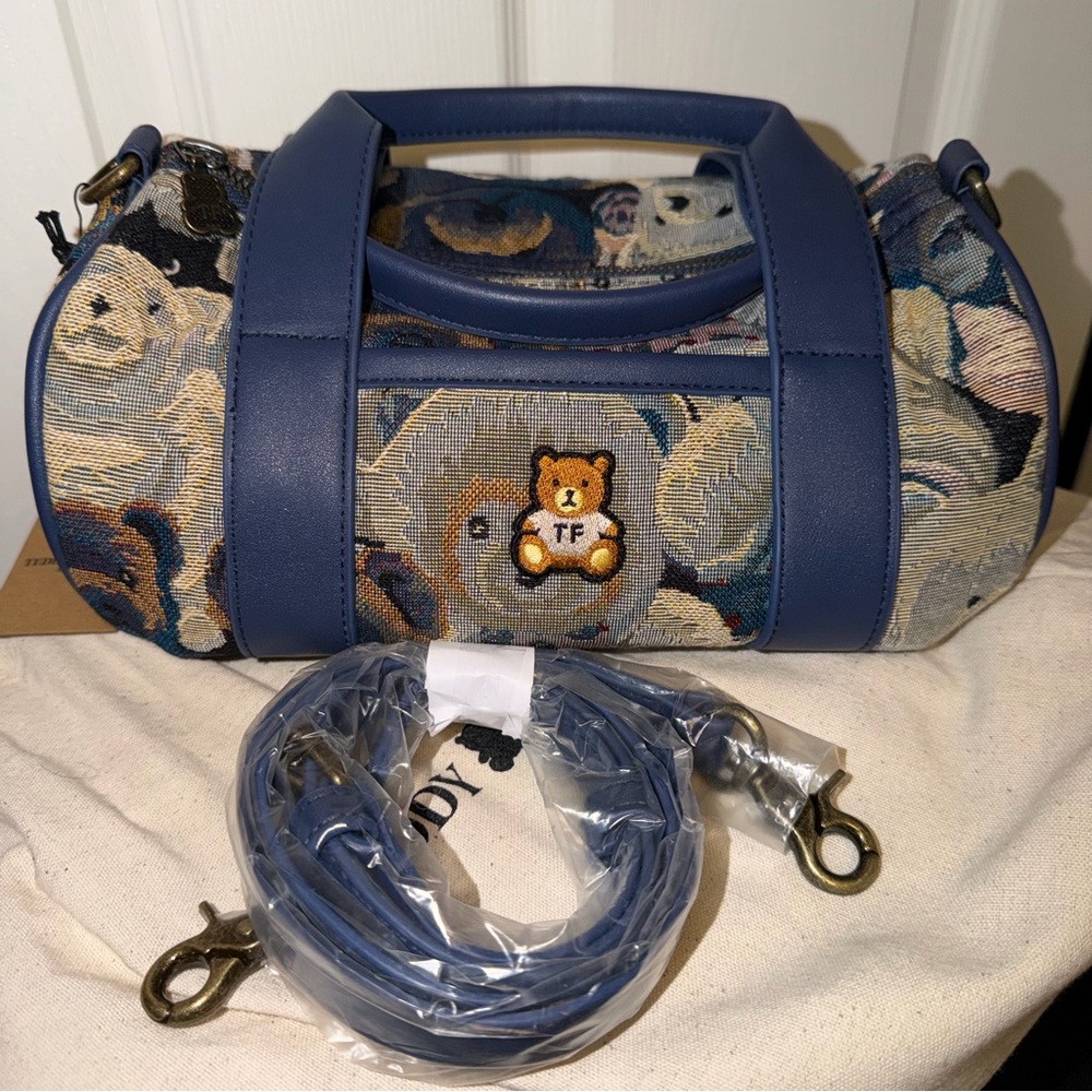 Teddy Fresh Patterned Blue Bowler Handbag